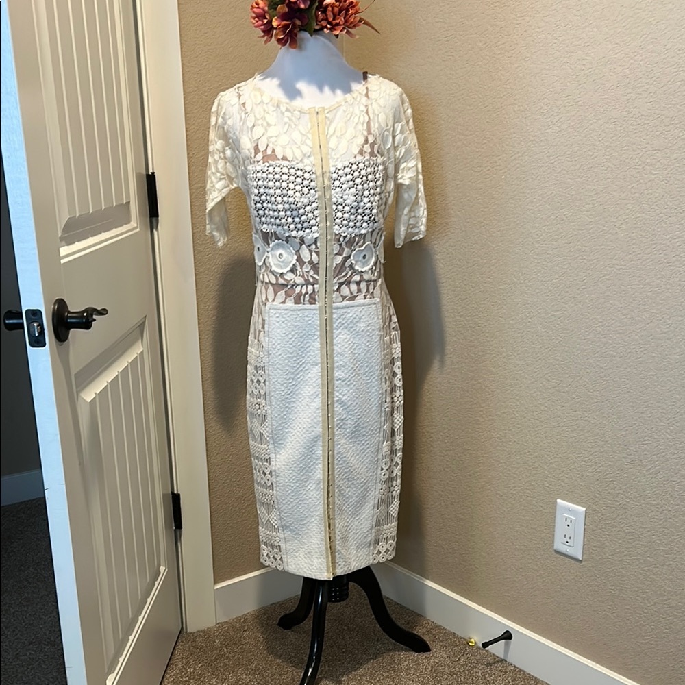 Anthropologie Byron Lars White Lace Dress